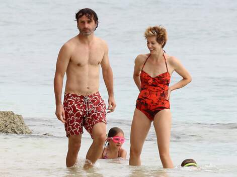 Andrew Lincoln (The Walking Dead) en famille à la plage