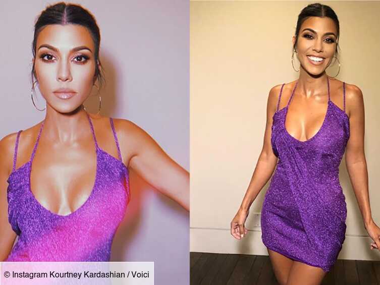 Kourtney Kardashian Canon En Petite Robe Violette A Paillettes Pour L Anniversaire De Kylie Jenner Voici