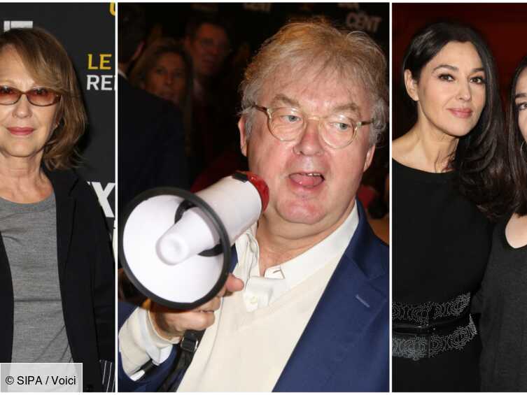 Photos Dix Pour Cent Nathalie Baye Tout Sourire Avec Monica Bellucci Et Dominique Besnehard Pour L Avant Premiere Voici