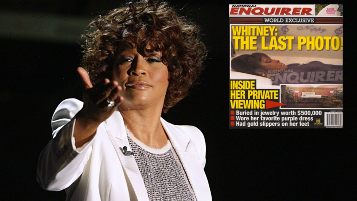 Michael Jackson Dans Le Cercueil Ouvert Une photo de Whitney Houston dans son cercueil en une d'un tabloïd - Voici