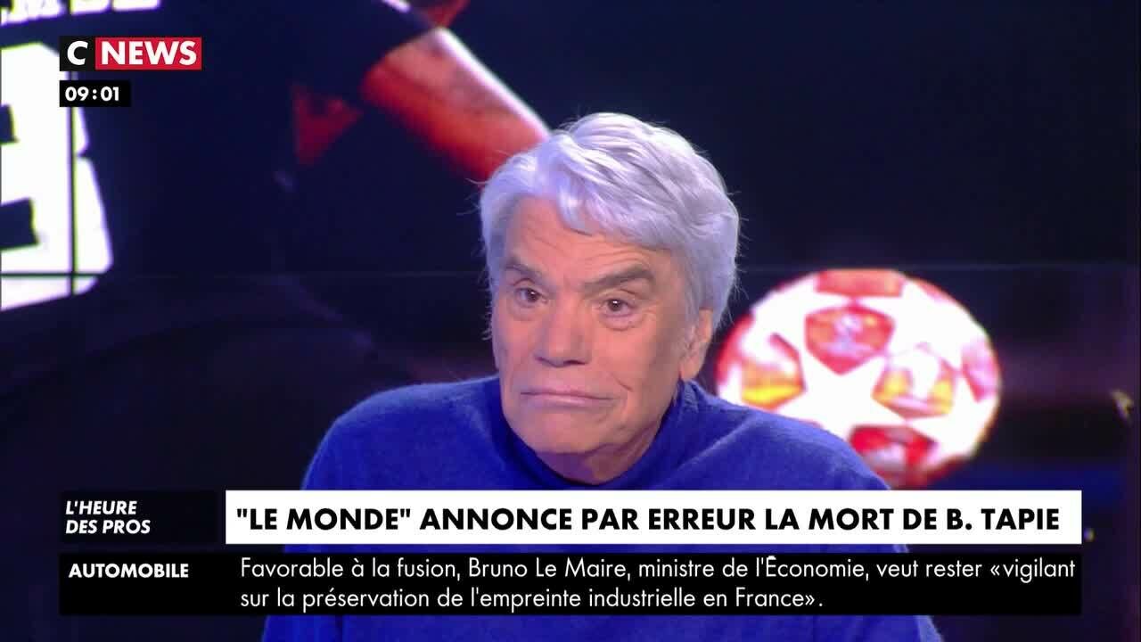 VIDEO Bernard Tapie réagit avec humour à l&#39;annonce de sa mort par Le Monde  - Voici