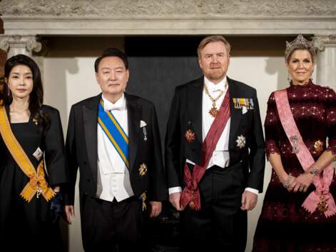 Willem-Alexander et Maxima des Pays-Bas rayonnants au banquet d'état organisé pour le président de la République de Corée