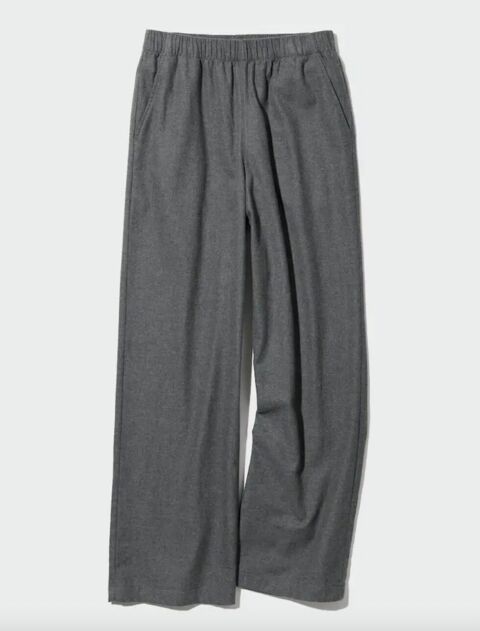 Pantalon en flanelle à taille élastiquée Uniqlo, 24,95 euros