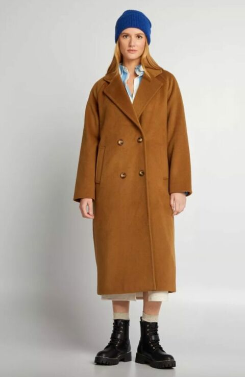 Manteau en laine long Kiabi, 85 euros