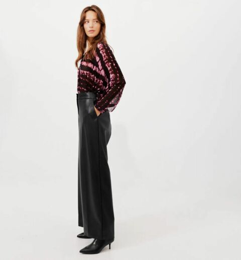 Pantalon large en simili noir, 35,99 €, Promod