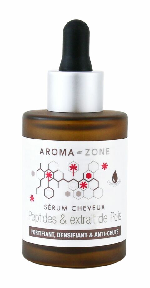 Sérum cheveux anti-chute Peptides & extrait de pois, Aroma-Zone, 7,70 euros.