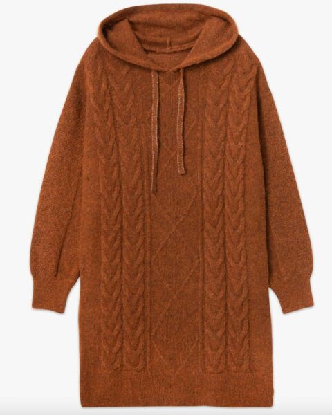 Robe pull femme en maille à capuche Gemo, 17,99 euros