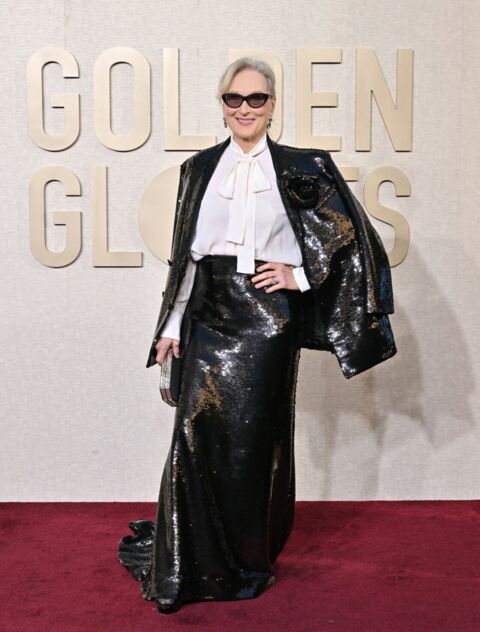 Meryl Streep en noir et blanc aux Golden Globes