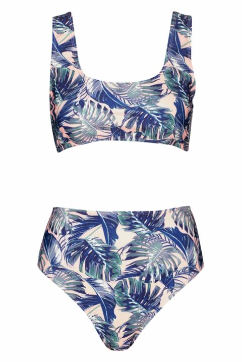 High-waisted tropical print swimsuit, Boohoo