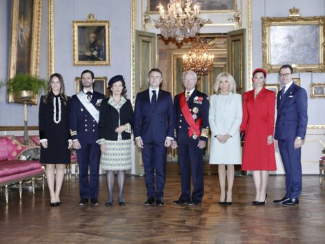 Emmanuel et Brigitte Macron accueillis par le roi Carl XVI Gustaf et la reine Silvia pour leur visite d'Etat en Suède 