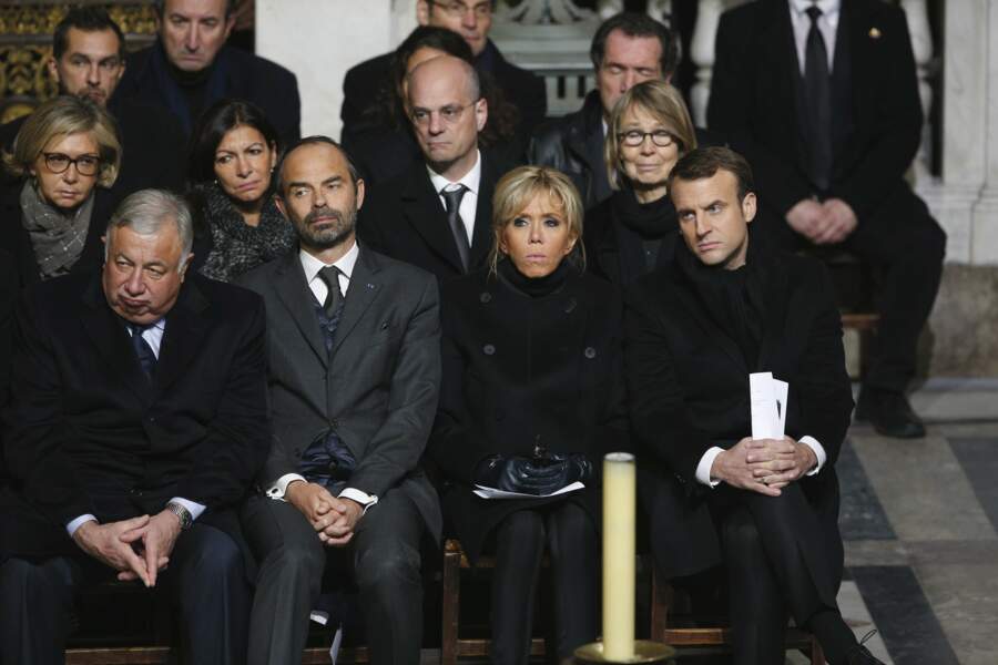 Hommage à Johnny Hallyday: Gérard Larcher, Edouard Philippe, Brigitte et Emmanuel Macron