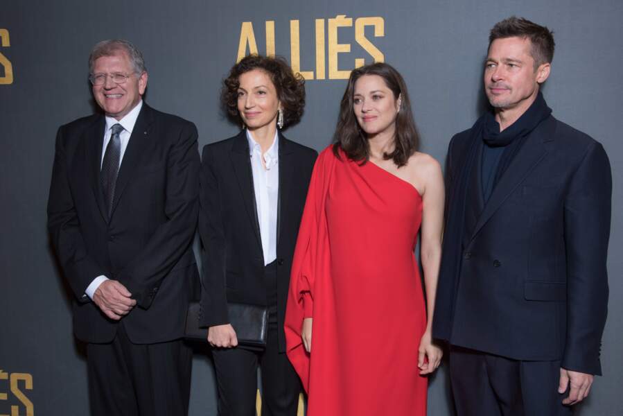 Robert Zemeckis, Audrey Azoulay, Marion Cotillard et Brad Pitt