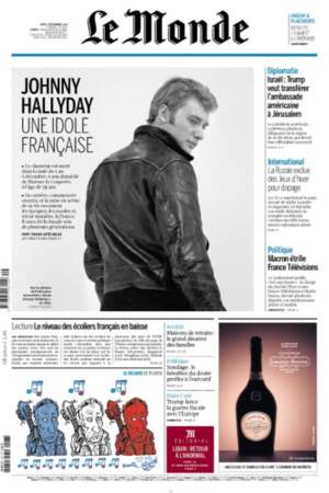 Mort de Johnny Hallyday : Le Monde, édition du jeudi 7 décembre