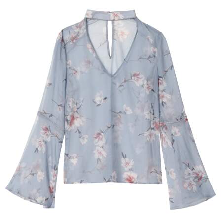 Caroline Receveur x Morgan : blouse imprimé fleuri à col choker, 60 euros