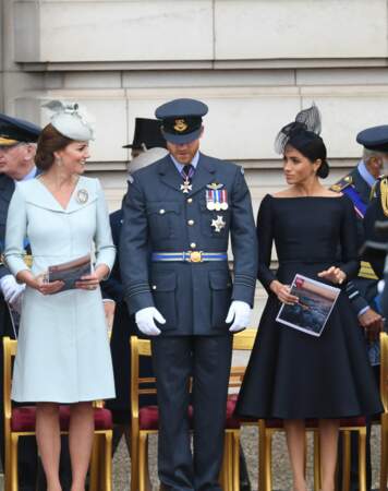 Kate Middleton, le prince Harry et Meghan Markle au centenaire de la Royal Air Force, à Londres