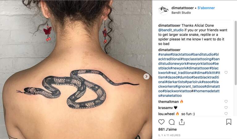 Les plus beaux tatouages serpent repérés sur instagram