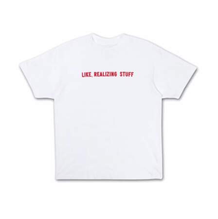 The Kylie Shop : t-shirt blanc "Like, realizing stuff"