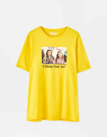 T-shirt Stranger Things jaune Dump your ass, Pull and bear, 15,99€
