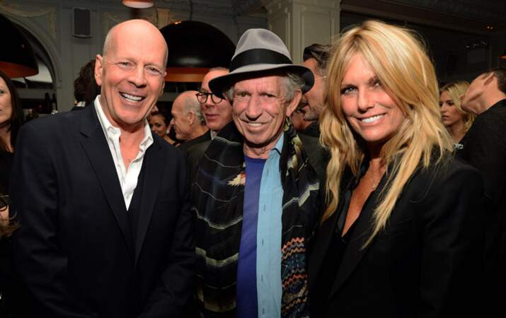 Bruce Willis, le guitariste des Stones Keith Richards et son épouse Patti Hansen