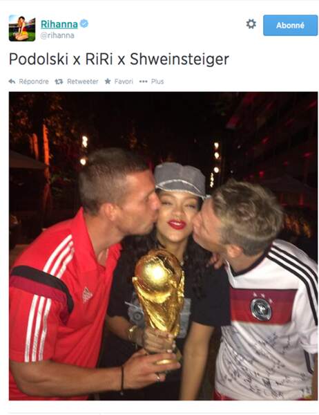 Lukas Podolski, Rihanna et Bastian Schweinsteiger, best friends ever !