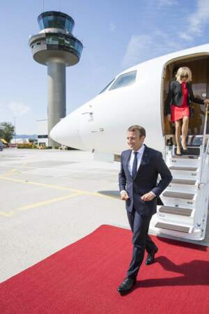Emmanuel et Brigitte Macron arrivent en Autriche