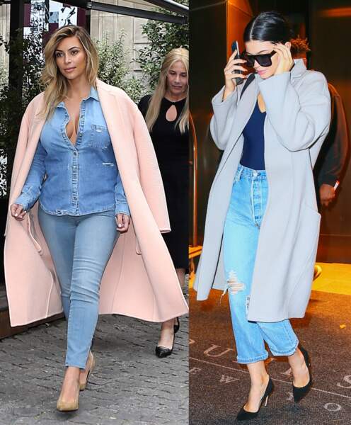 Manteau-jean-escarpins: le look signature de Kim Kardashian recrée par Kylie Jenner
