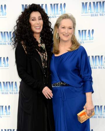 Meryl Streep et Cher à l'avant-première de Mamma Mia 2 à Londres, le 16 juillet