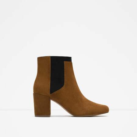 Boots camel et noires, Zara, 39,95€