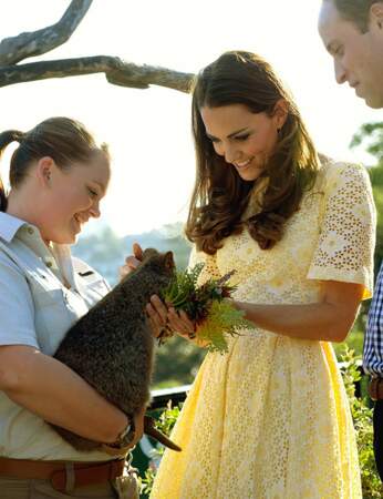 Très attentionnée, la duchesse donne à manger aux animaux