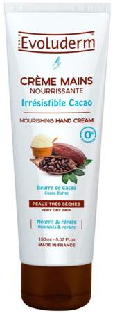 Crème pour les mains nourrissante au beurre de cacao, Evoluderm, 2,50€