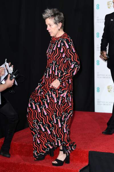 Frances McDormand aux BAFTA Film Awards 2018 à Londres, le 18 février