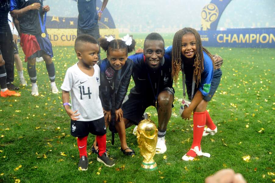 Victoire de l'équipe de France à la coupe du monde 2018 : Blaise Matuidi et ses enfants Myliane, Naëlle, et Eden