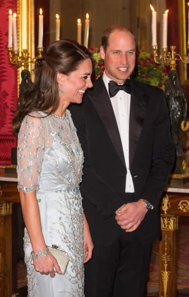Kate Middleton et le prince William lors de leur dîner officiel à l'ambassade de Grande-Bretagne