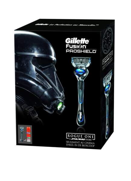 Kit de rasage. 1 rasoir + 1 mousse à raser, entre 12,80€ et 15,40€, Gilette Fusion Proshield x Star Wars.