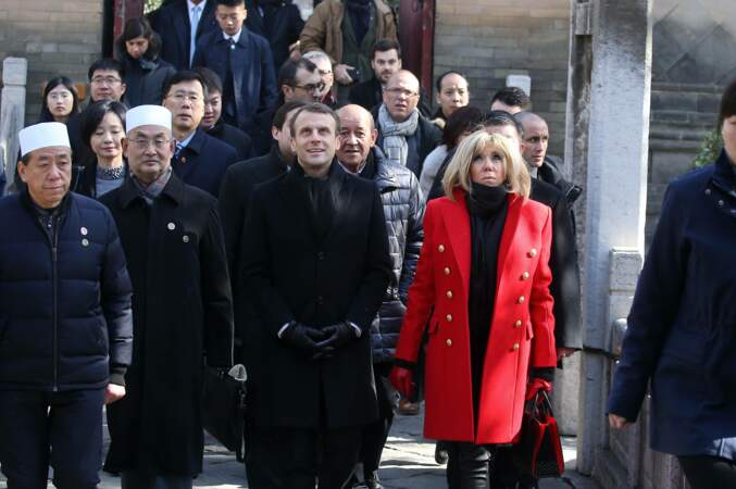 Emmanuel Macron et Brigitte Macron à la Grande mosquée de Xi'an