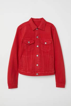 Veste en jean rouge, H&M, 34,99 euros