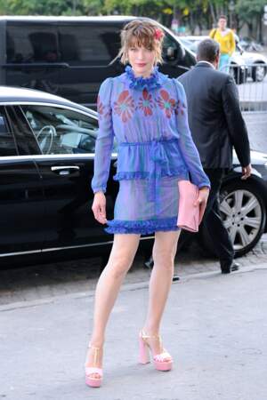 Week-end Fashion à Paris : Milla Jovovich au défilé Miu Miu