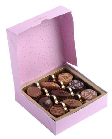 Cadeaux de fête des mères : boîte de chocolats personnalisable, Jeff de Bruges, 8€ les 112g