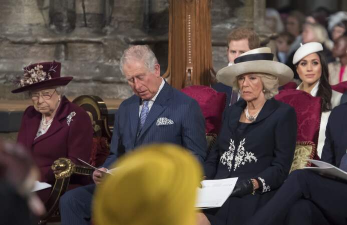La famille royale lors de la messe du Commonwealth à Westminster, le 12 mars 2018