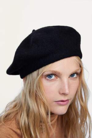 Chapeau Beret noir en laine, ZARA, 12,95€