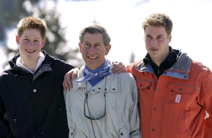 Mars 2002 : Dernières vacances au ski pour William, Harry et Charles