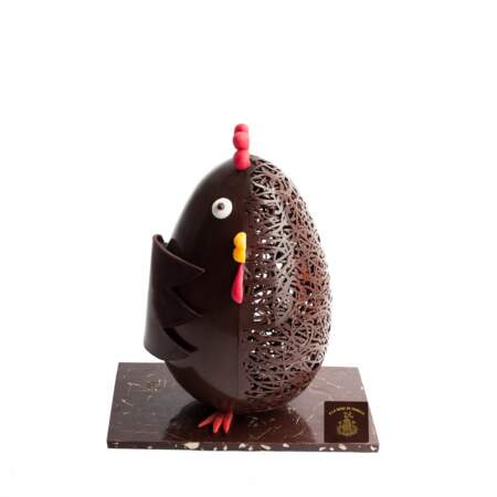 L’œuf ou la poule. Chocolat noir, 700 g, 72 €, La mère de famille.