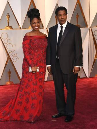 Les plus beaux couples des Oscars 2017 : Denzel Washington et son épouse Pauletta