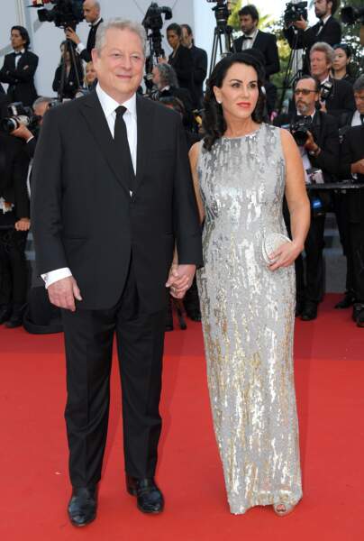 Cannes - Montée des Marches pour le 70ème anniversaire : Al Gore & Elizabeth Keadle
