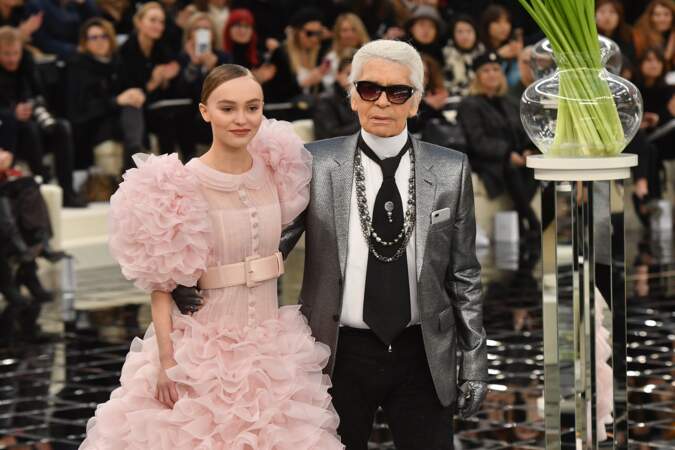 Défilé Chanel Haute Couture : Lily-Rose Depp et Karl Lagerfeld