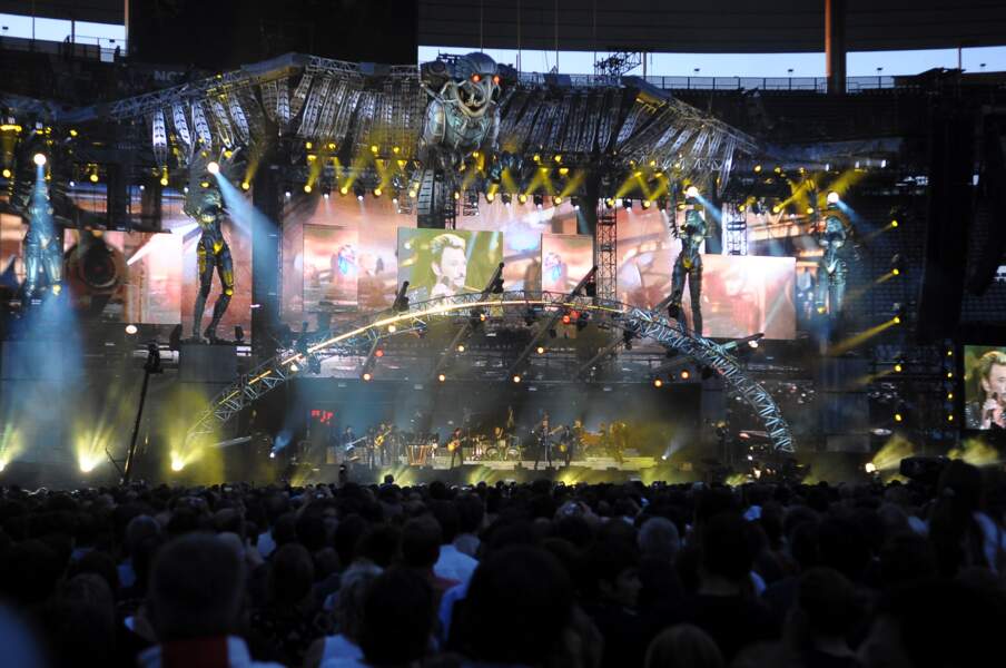 Johnny Hallyday sur scène au Stade de France le 29 mai 2009