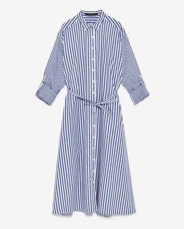 Robe chemise ceinturée, Zara, 49,95€