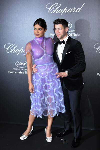 Priyanka Chopra et Nick Jonas lors de la soirée Chopard organisée au festival de Cannes le 17 mai 2019