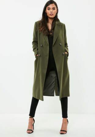 Sélection soldes Missguided : manteau vert kaki style militaire, 45 euros au lieu de 90 euros