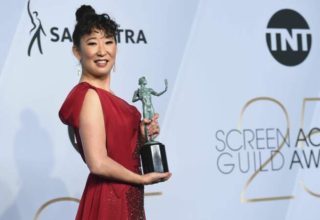 Sandra Oh aux SAG Awards 2019, le 27 janvier, à Los Angeles